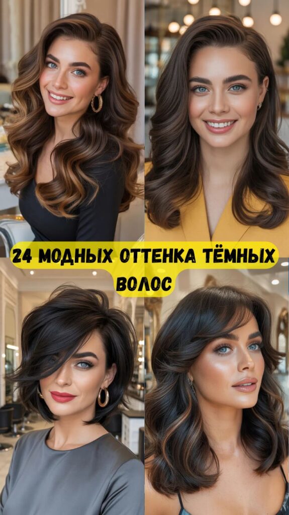 24 модных оттенка тёмных волос: трендовые цвета и свежие идеи для роскошного образа