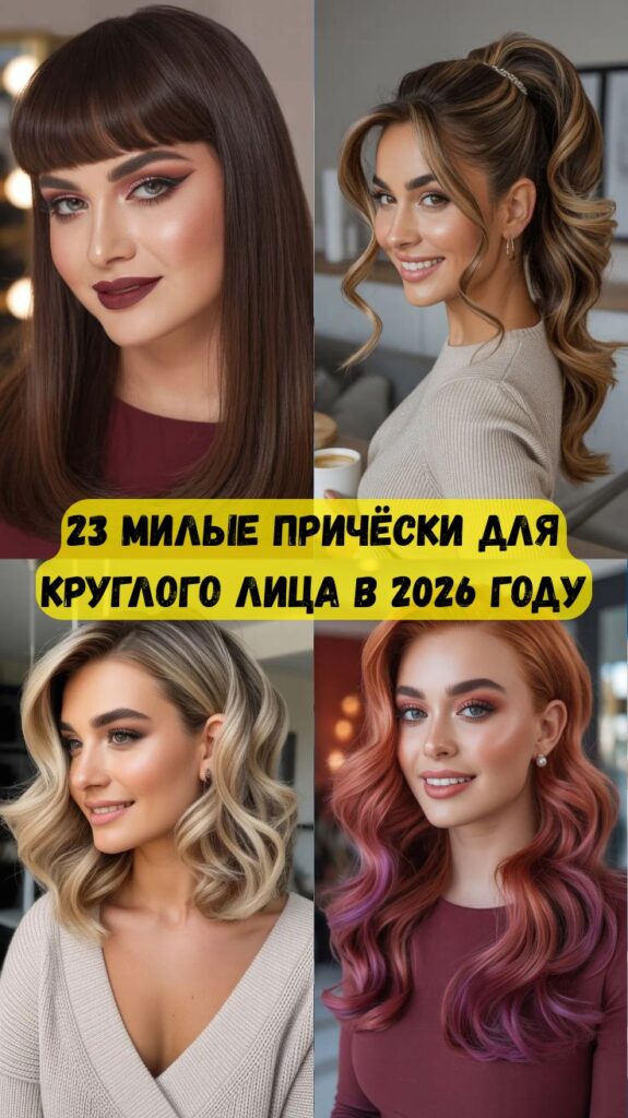 23 милые причёски для круглого лица в 2026 году: свежие, эффектные и ультрасовременные образы